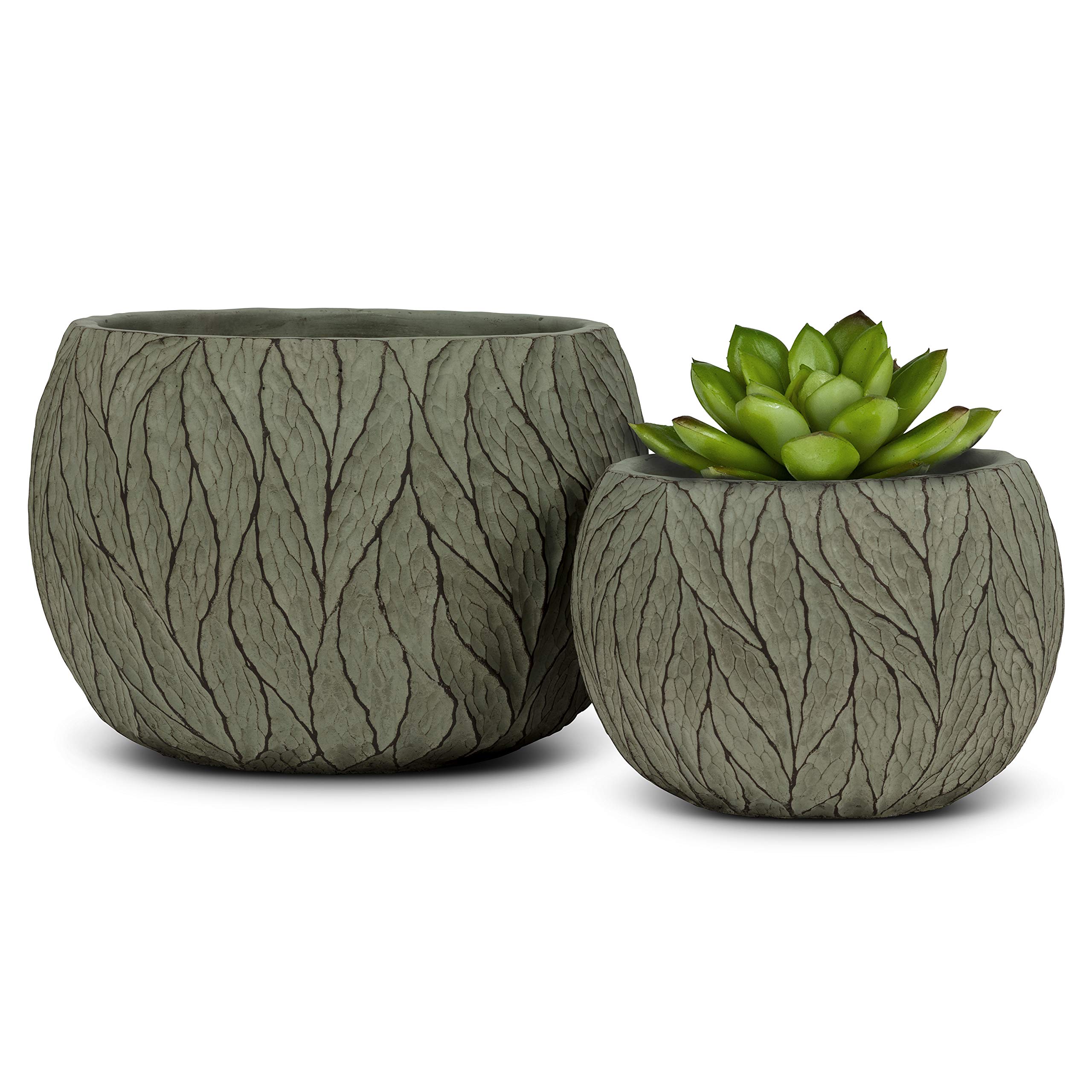 Abbott Collection 27-TERRAIN-642-LG Lg Deep Leaf Planter-Sage-7.5" D, 7.5 inches D - Image 3