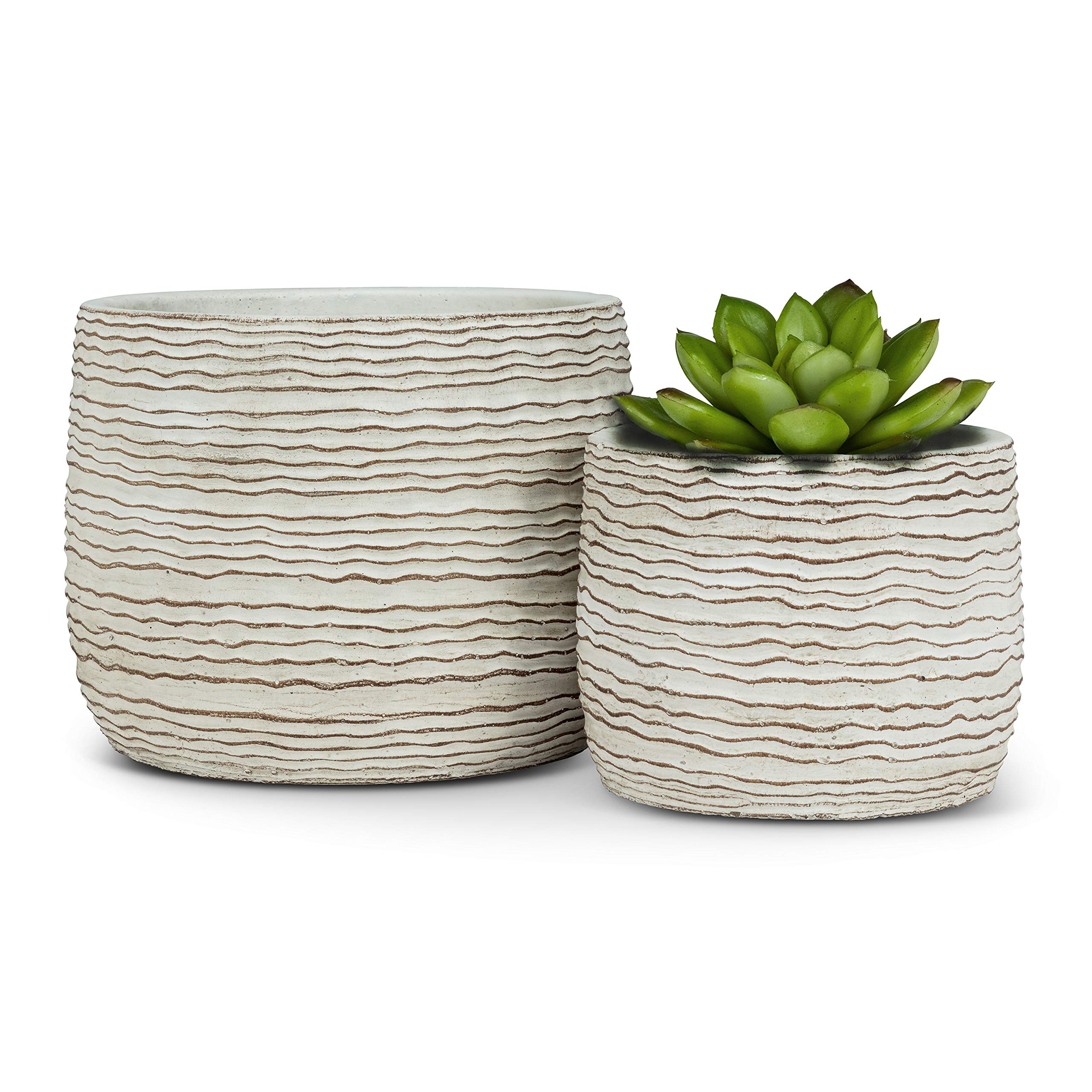 Abbott Collection 27-TERRAIN-754-LG Lg Wavy Ripple Planter-Wht-7" D, 7 inches D, White - Image 3