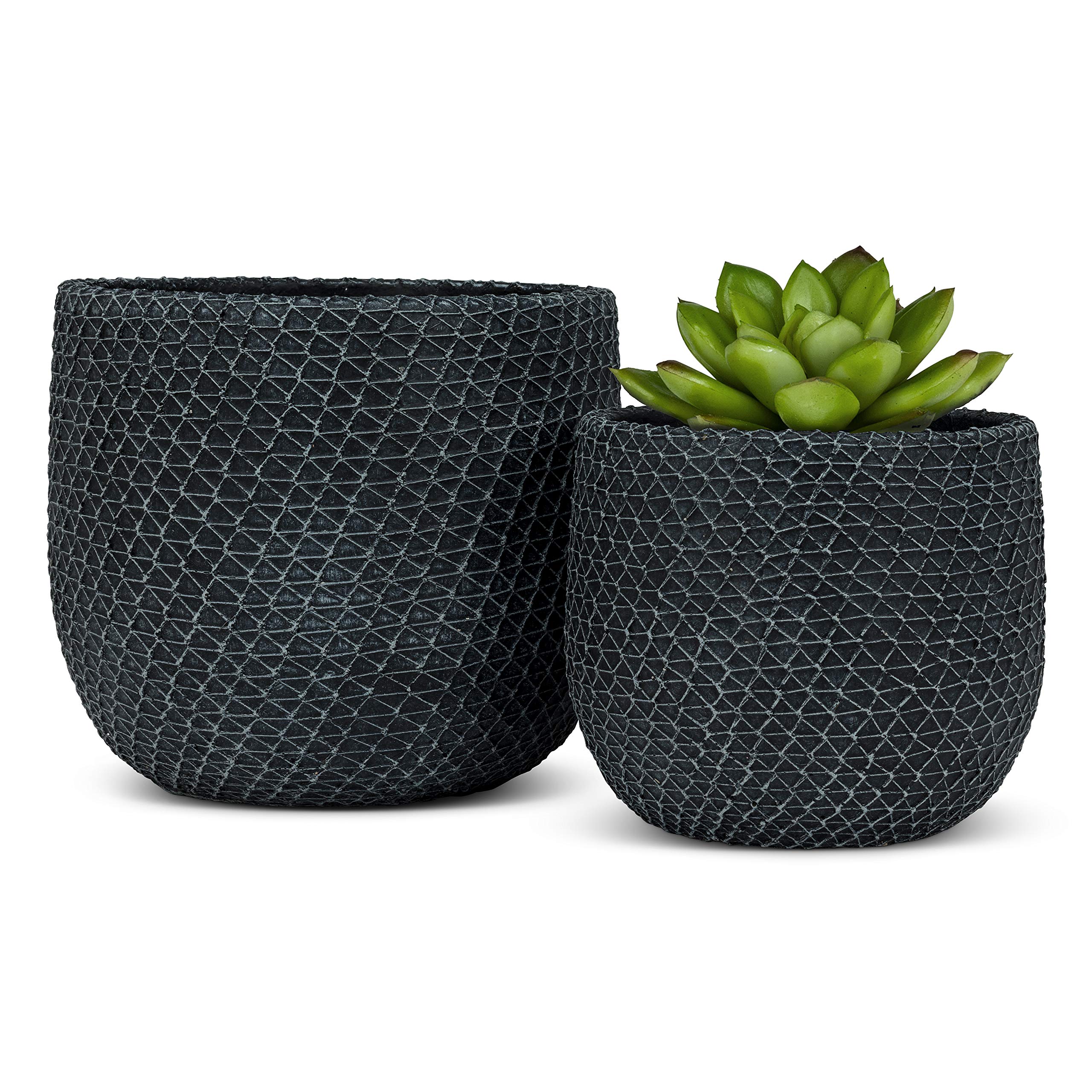 Abbott Collection 27-TERRAIN-828-LG Lg Mesh Texture Planter-Char-7" D, 7 inches D, Charcoal - Image 3