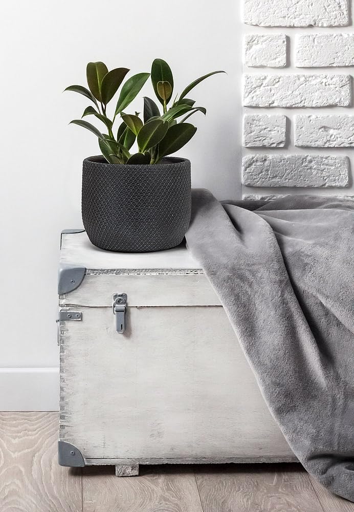 Abbott Collection 27-TERRAIN-828-LG Lg Mesh Texture Planter-Char-7" D, 7 inches D, Charcoal - Image 4