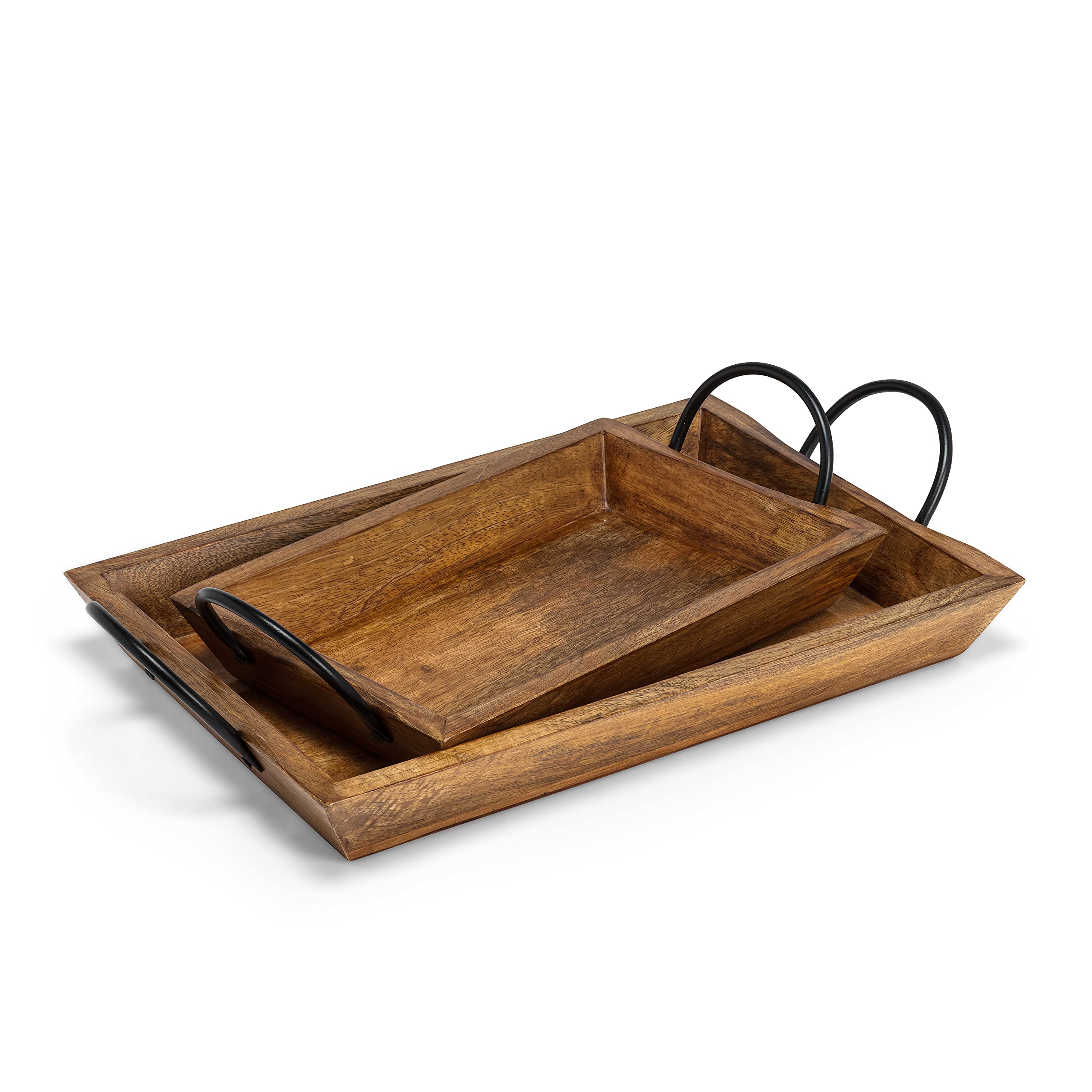 Abbott Collection 92-Service-MD Medium Rectangle Tray with Handles, Brown - Image 3