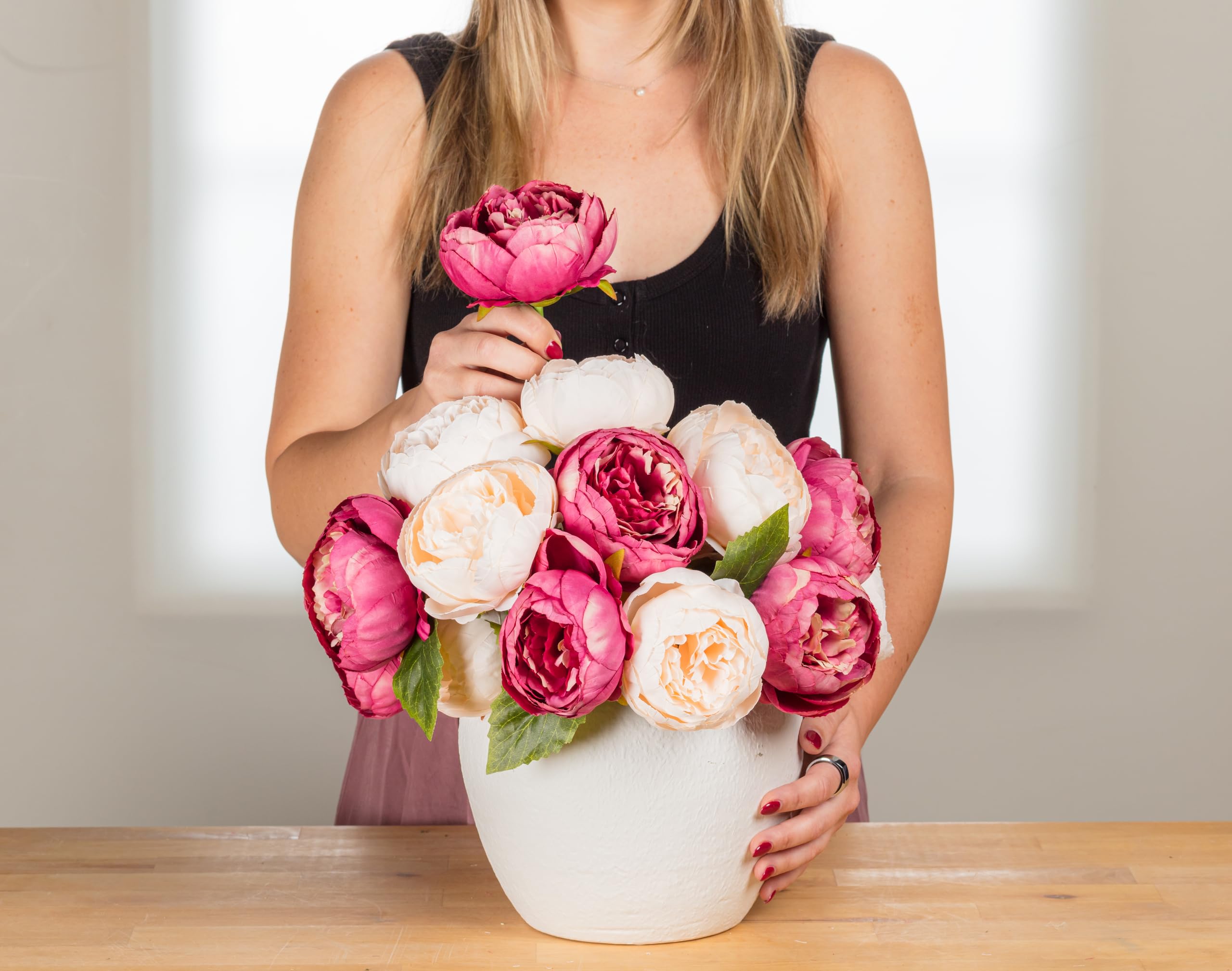 Abbott Collection Full Peony Faux Flower Bouquet - Pink (10"H) - Image 8