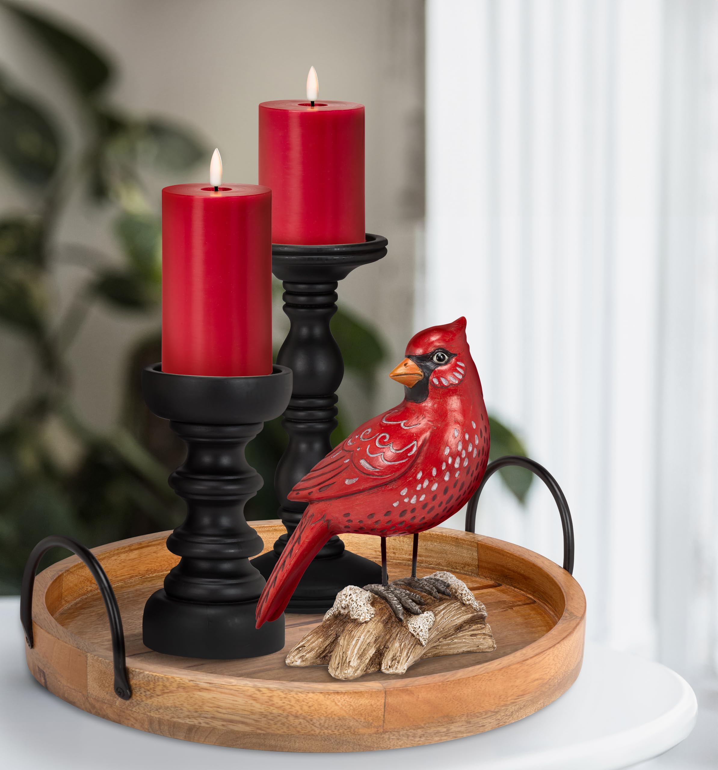 Abbott Collection Medium Round Tray with Handles - Mangowood/Metal (14" D) - Image 4