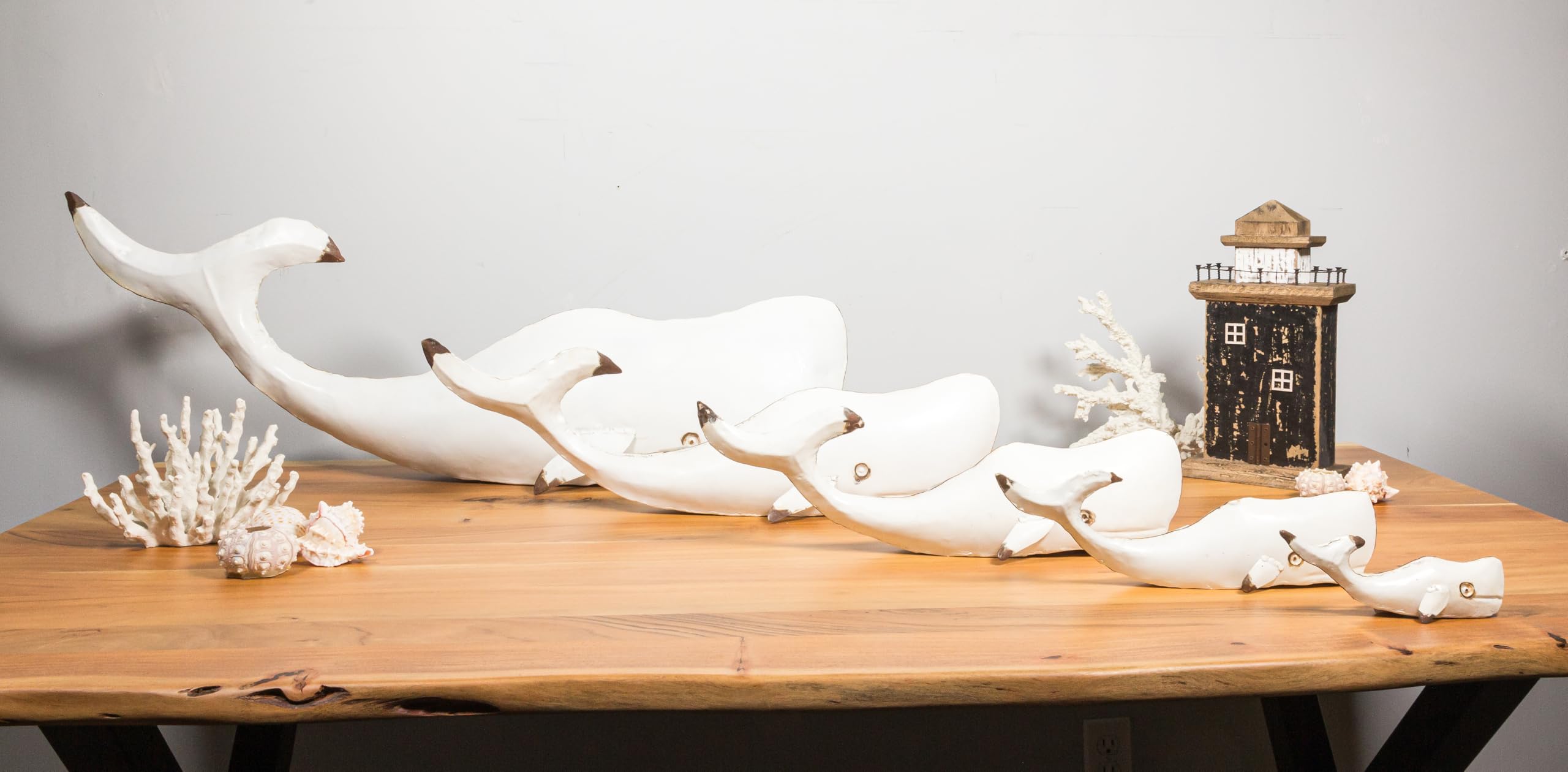 Abbott Collection Metal Whale Wall Decor - Antique White, Small (13" L) - Image 4