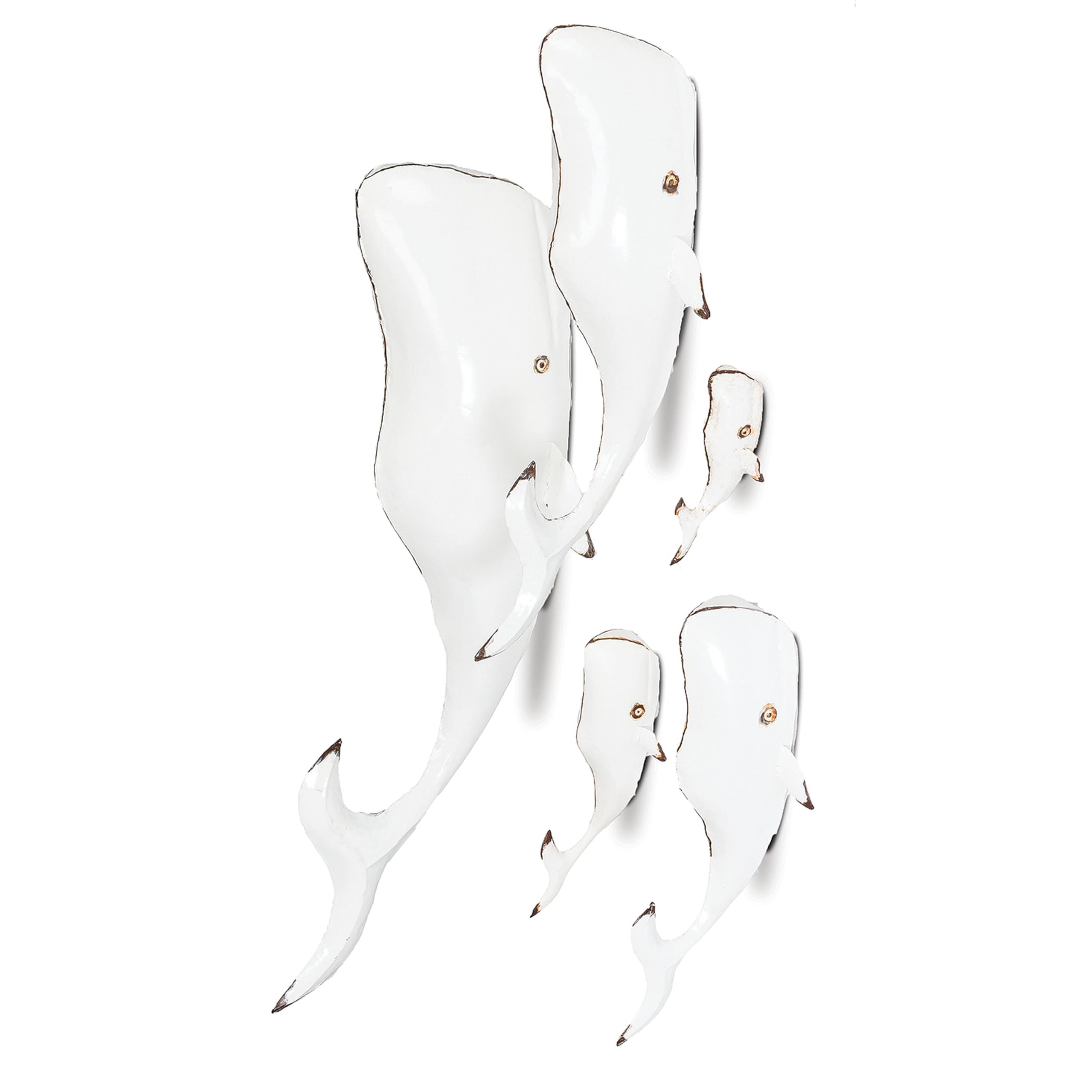 Abbott Collection Metal Whale Wall Decor - Antique White, Small (13" L) - Image 5