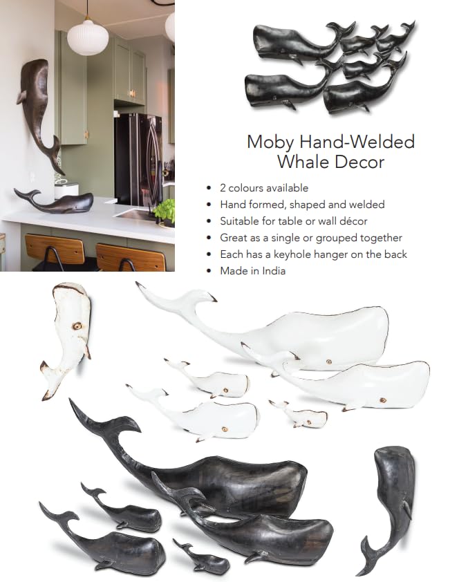 Abbott Collection Metal Whale Wall Decor - Antique White, Small (13" L) - Image 7